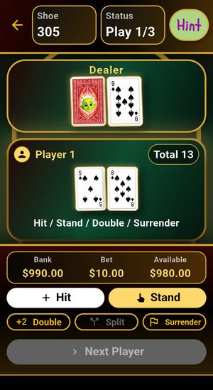 21 during a hand