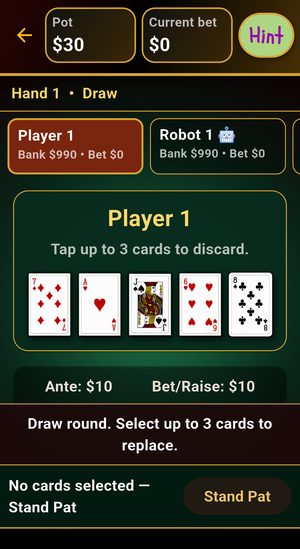 5 Card Draw during a hand