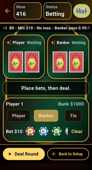 Baccarat during a hand