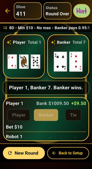 Baccarat showdown