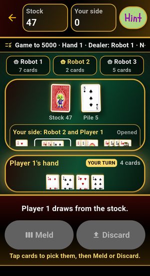 Canasta during a hand