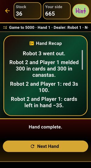 Canasta hand recap
