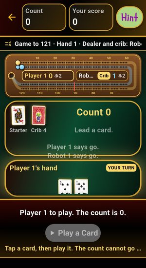 Cribbage during a hand