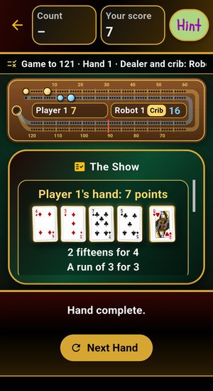 Cribbage showdown