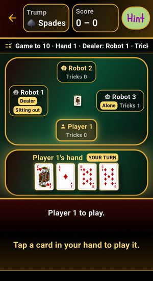 Euchre during a hand