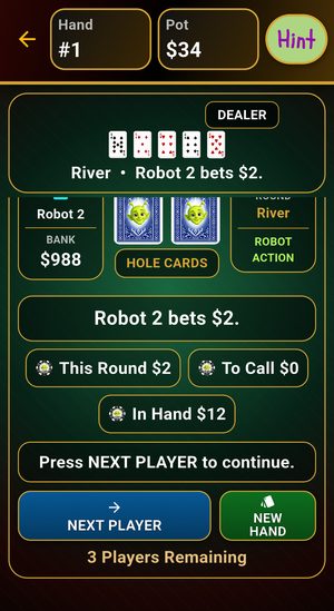 Texas Hold'em during a hand