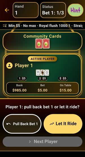 Let It Ride during a hand
