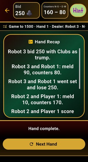 Pinochle hand recap