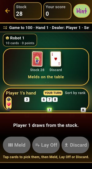 Rummy during a hand