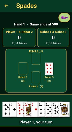 Spades during a hand